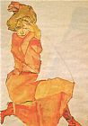 Egon Schiele Girl in orange 1910 painting